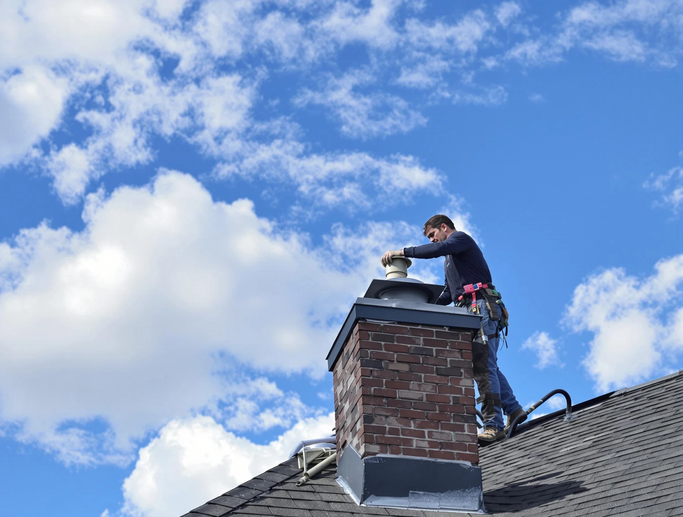 Dallas Chimney Sweep installing a sturdy chimney cap in Dallas, GA