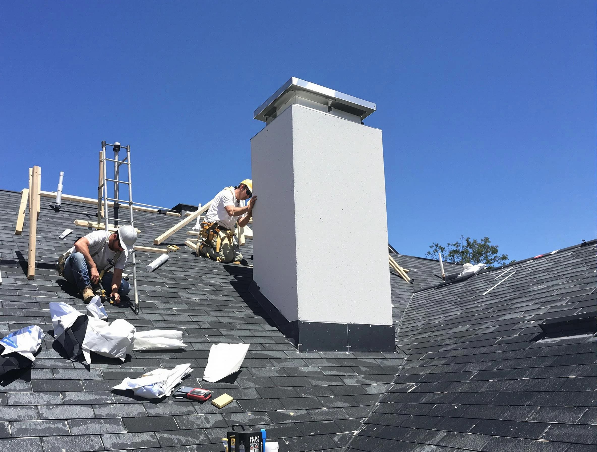 Dallas Chimney Sweep crew installing a new chimney in Dallas, GA