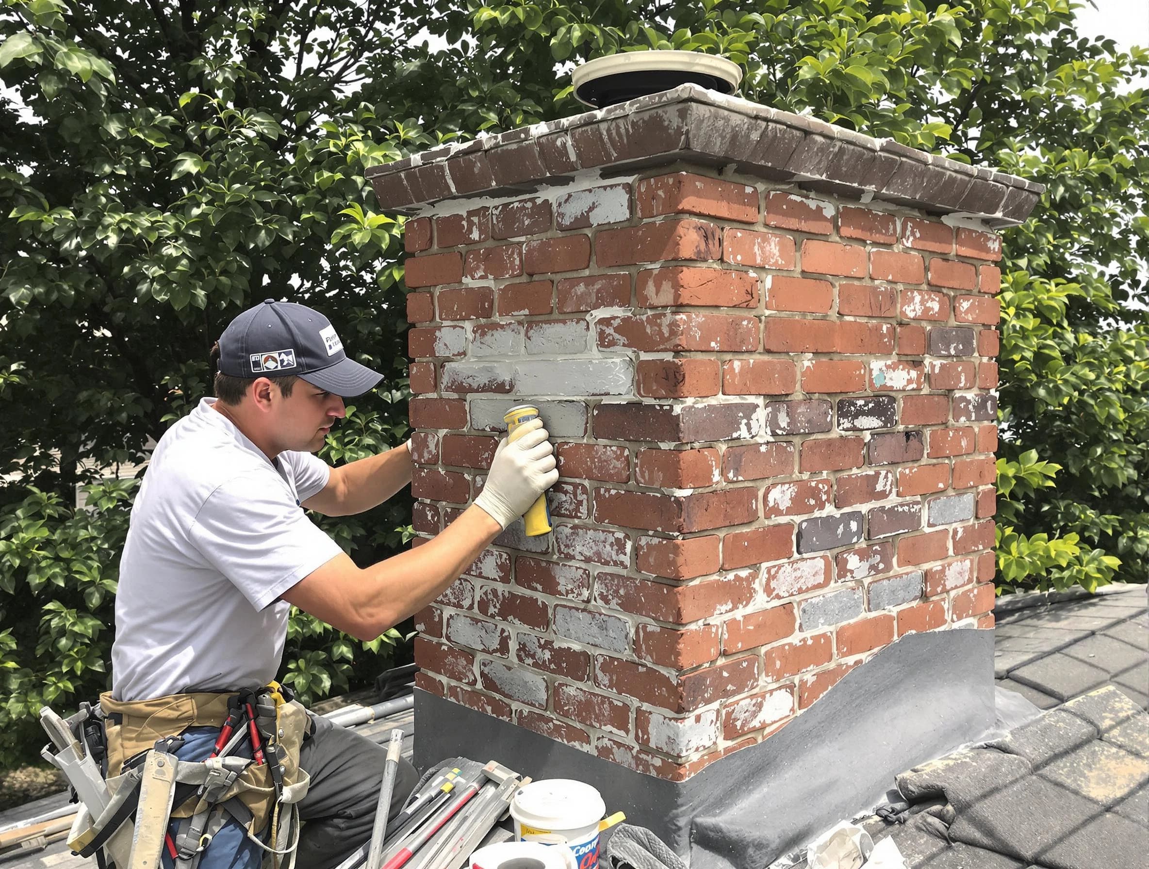 Dallas Chimney Sweep restoring an aging chimney in Dallas, GA