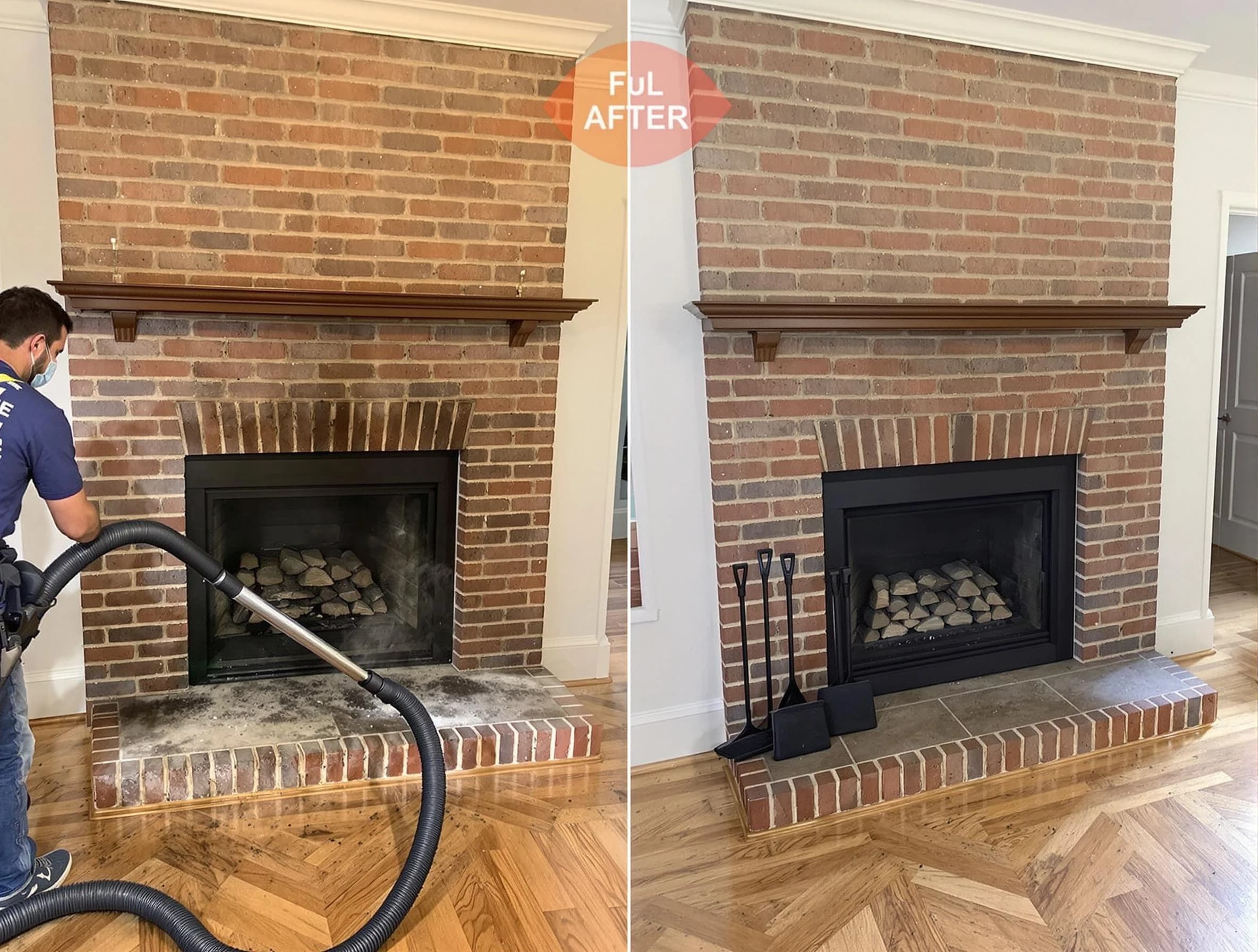 Dallas Chimney Sweep carefully sanitizing a fireplace in Dallas, GA