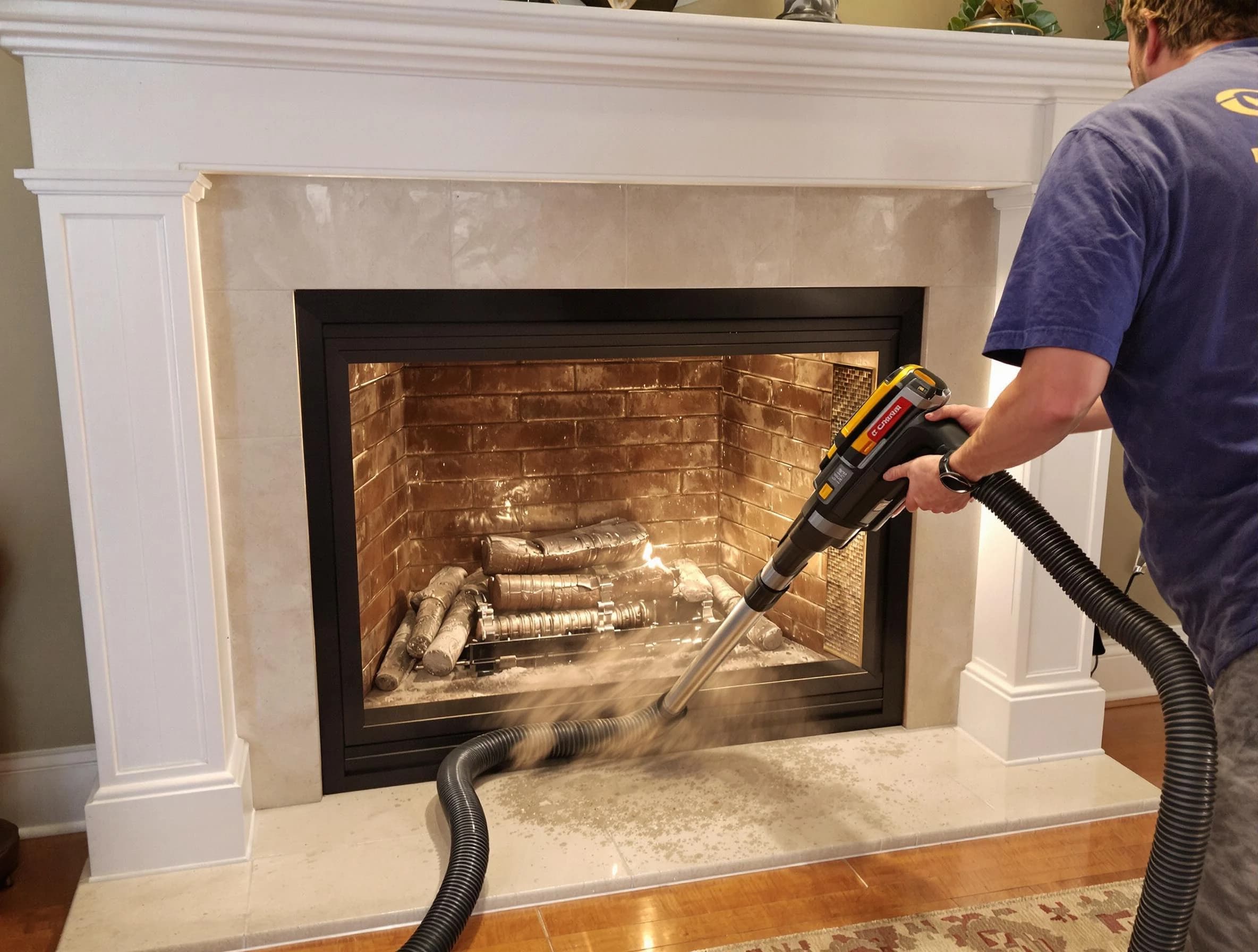 Fireplace cleaning performed by Dallas Chimney Sweep in Dallas, GA