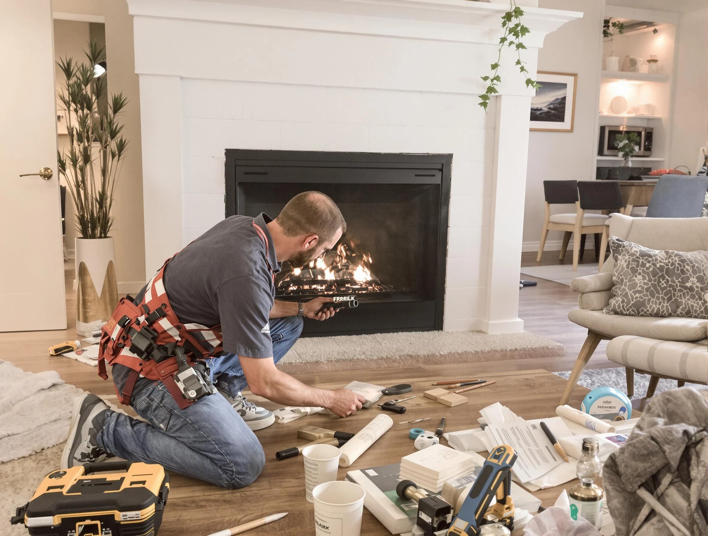 Dallas Chimney Sweep performing fireplace repair in Dallas, GA