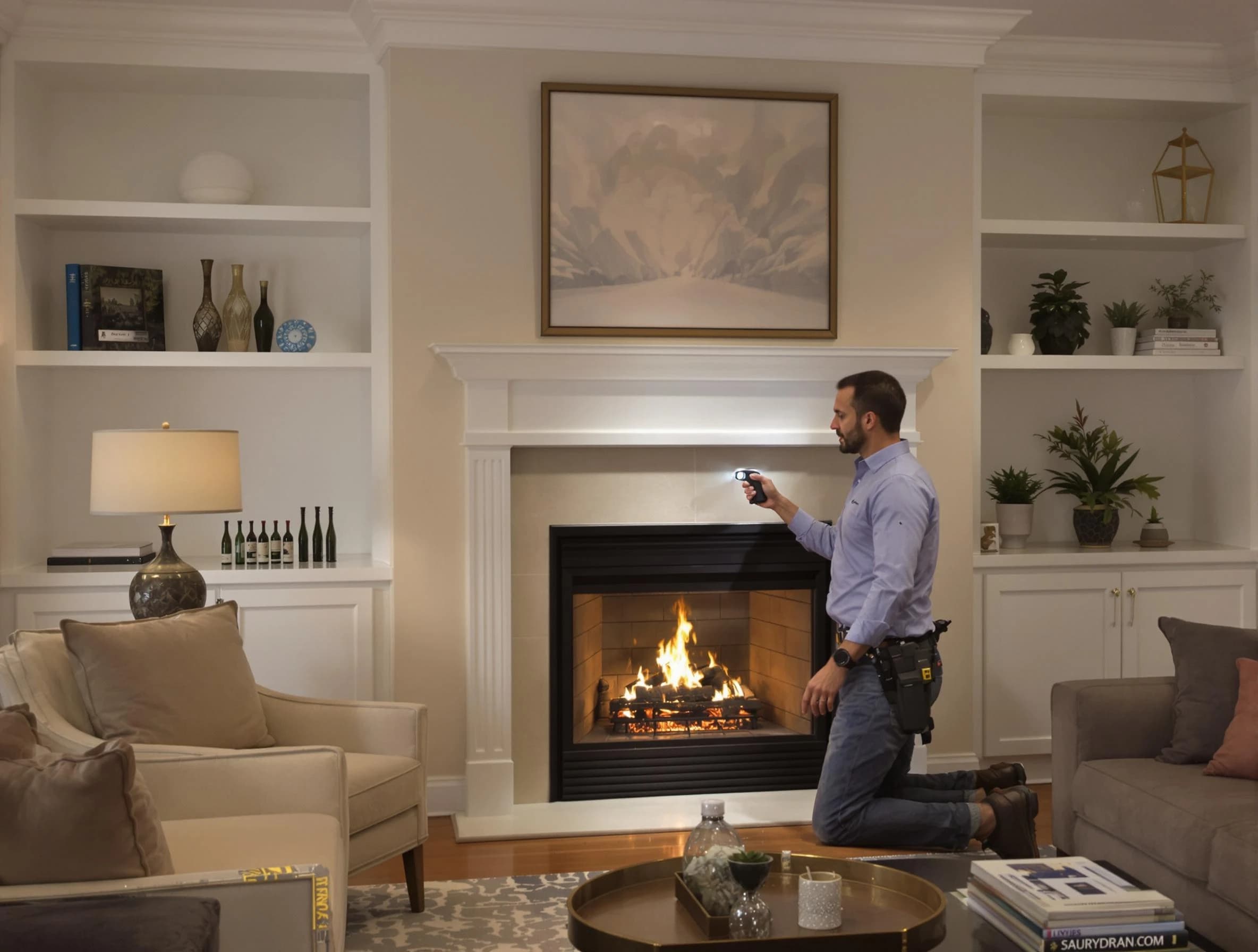 Dallas Chimney Sweep conducting a fireplace safety inspection in Dallas, GA