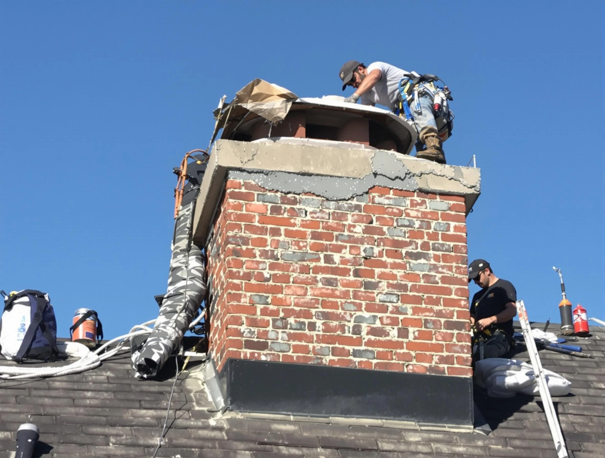 Dallas Chimney Sweep installing a custom chimney crown in Dallas, GA