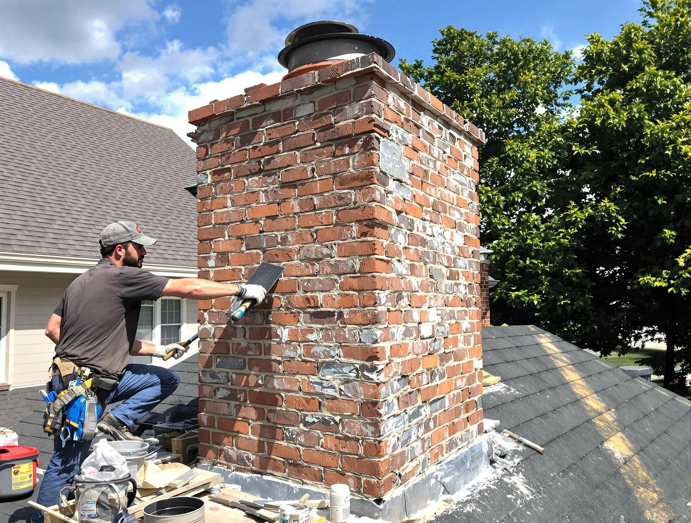Completed chimney rebuild by Dallas Chimney Sweep in Dallas, GA