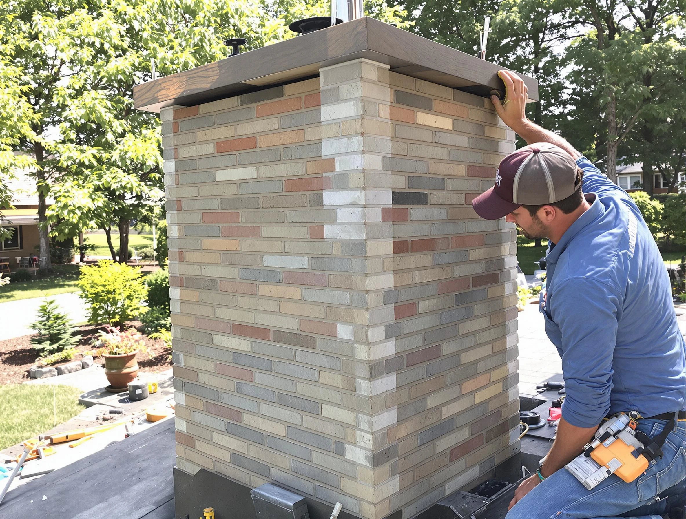 Dallas Chimney Sweep completing a modern chimney remodel in Dallas, GA