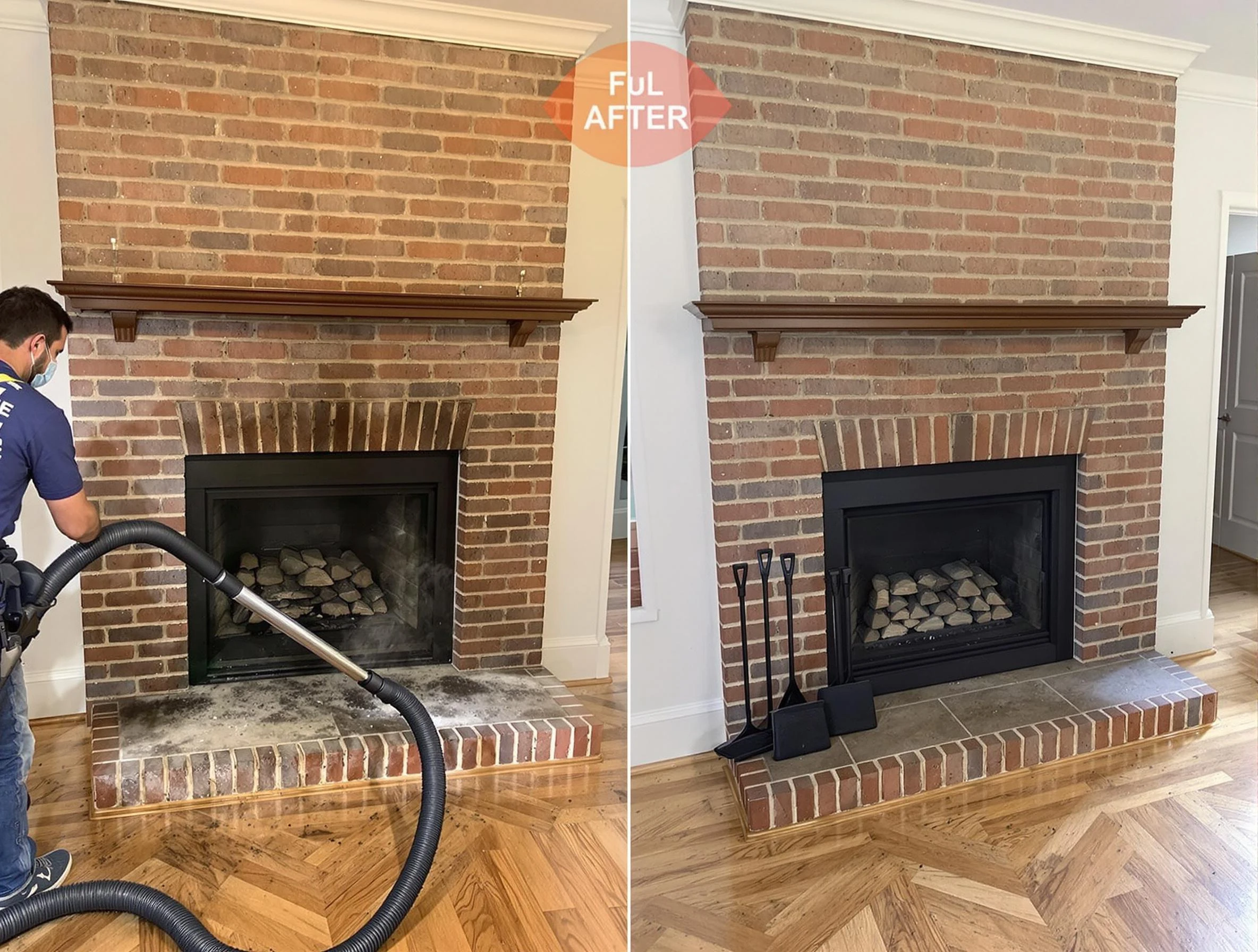 Dallas Chimney Sweep carefully sanitizing a fireplace in Dallas, GA